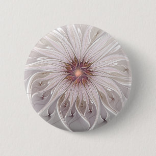 Badge Rond 5 Cm Imaginaire Floral, Abstraite Fleur Pastel Moderne