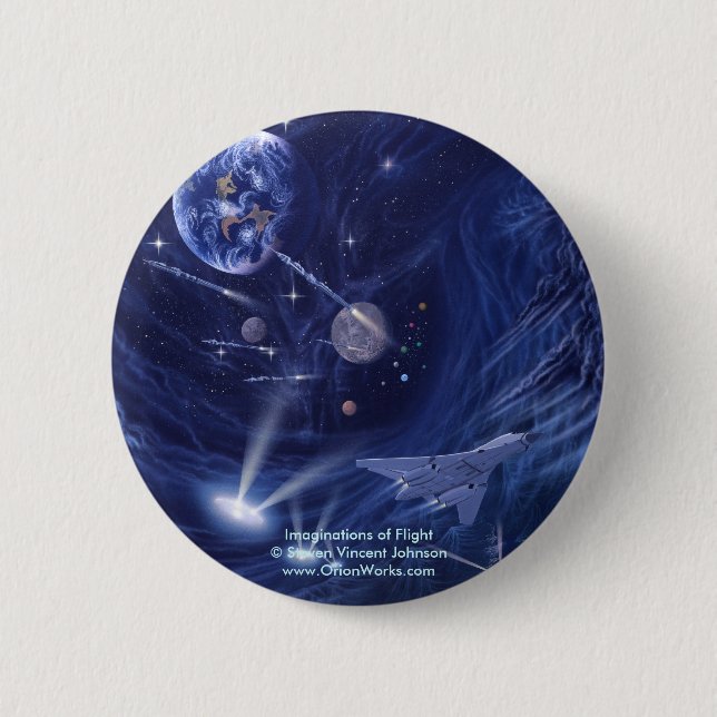 Badge Rond 5 Cm Imaginations de vol, imaginations de vol… (Devant)