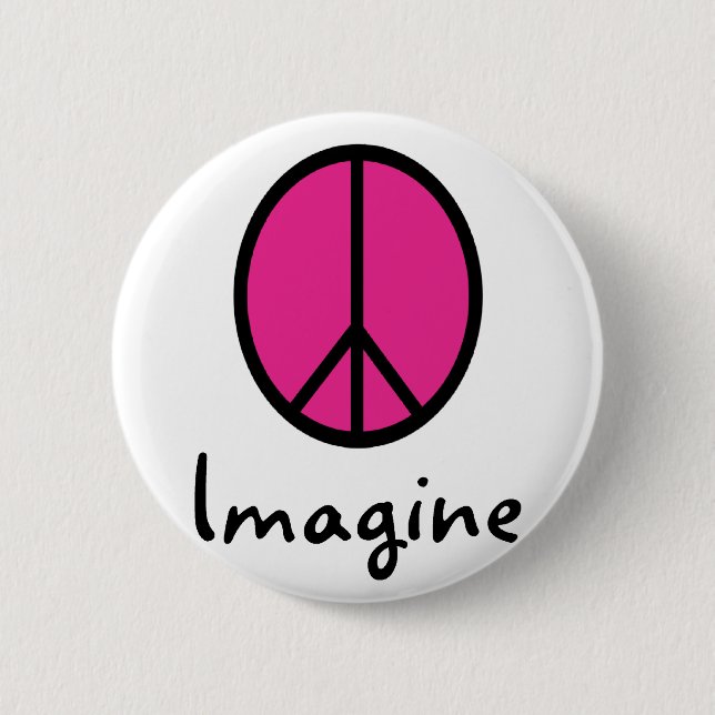 Badge Rond 5 Cm Imaginez le symbole de PAIX ROSE (Devant)