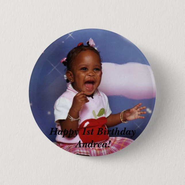 Badge Rond 5 Cm img034, joyeux ęr anniversaire Andrea ! (Devant)