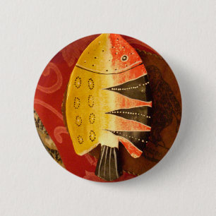 Badge Rond 5 Cm Impression d'art de poisson Tigre rayé sensationne