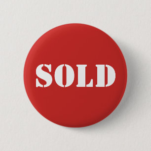 Badge Rond 5 Cm Impression de mot de typographie VENDU rouge
