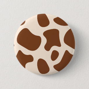 Badge Rond 5 Cm Impression de vache rose et Brown