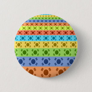Badge Rond 5 Cm Impression d'un drapeau coréen multicolore
