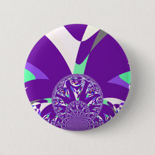 Badge Rond 5 Cm Imprimante d'art bleu rétro Cyan Kaleidoscope