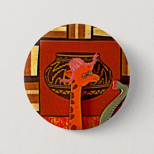 Badge Rond 5 Cm Imprimer Casquette Giraffe (Devant)