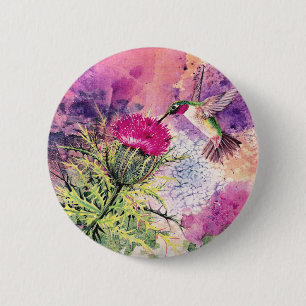 Badge Rond 5 Cm Imprimer l'art du chardon pourpre