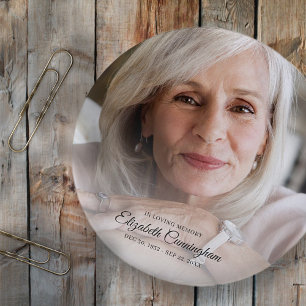 Badge Rond 5 Cm In Loving Memory Modern Vignette Photo Keepsake