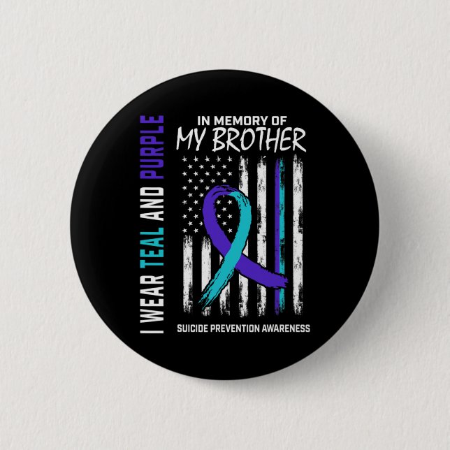 Badge Rond 5 Cm In Memory Brother Suicide Awareness Prevention Ame (Devant)