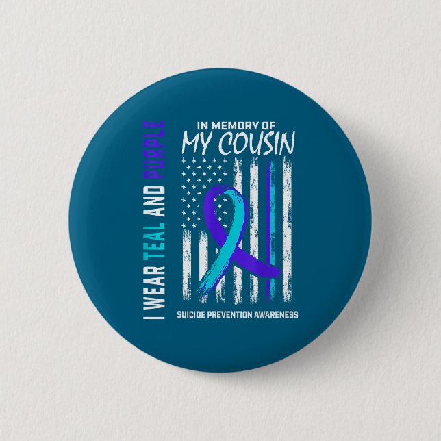 Badge Rond 5 Cm In Memory Cousin Suicide Awareness Prevention Amer (Devant)