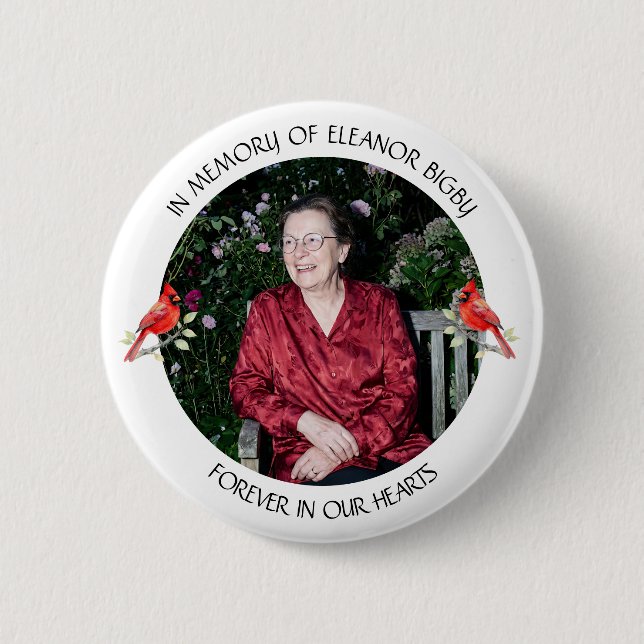 Badge Rond 5 Cm In Memory of | Cardinal Memorial Keepsake (Devant)