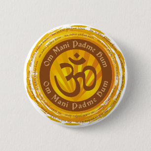 Badge Rond 5 Cm Incantation tibétaine avec le symbole d'Aum