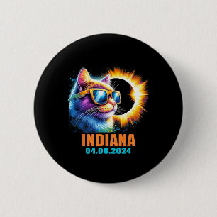 Badge Rond 5 Cm Indiana Total Solar Eclipse 2024 Cat Solar Eclipse
