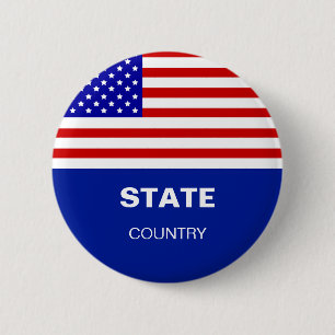 Badge Rond 5 Cm Indicateur américain personnalisé et texte personn