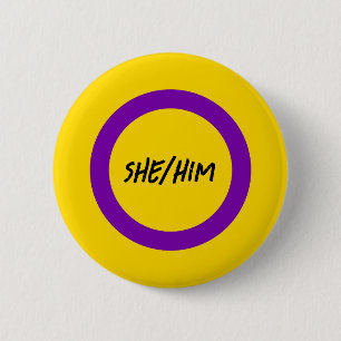 Badge Rond 5 Cm Indicateur de fierté intersexuelle Prononounes per