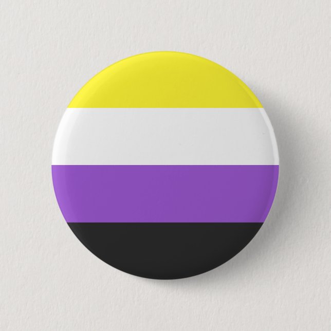 Badge Rond 5 Cm Indicateur de fierté non binaire NB (Devant)