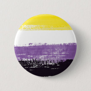 Badge Rond 5 Cm Indicateur de fierté non binaire peint
