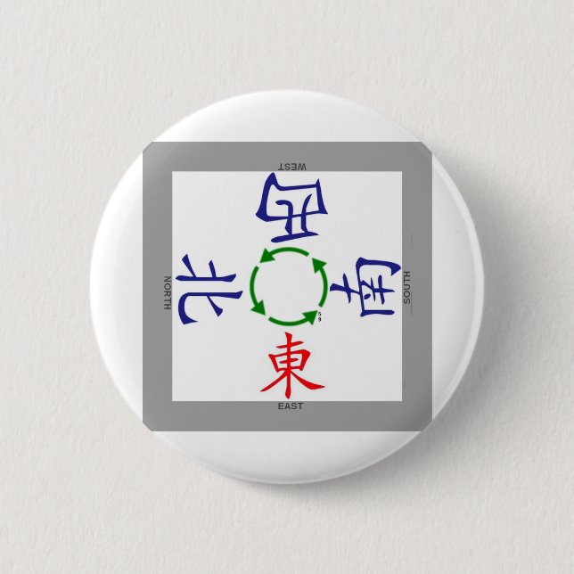Badge Rond 5 Cm indicateur de vent du mahjong (Devant)