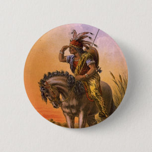 Badge Rond 5 Cm Indien d'Amerique indigène de faucon noir