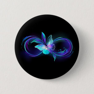 Badge Rond 5 Cm Infinité brillante avec papillon magique