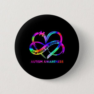 Badge Rond 5 Cm Infinity Heart Love Sensibilisation sur l'autisme 