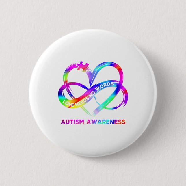 Badge Rond 5 Cm Infinity Heart Love Sensibilisation sur l'autisme  (Devant)