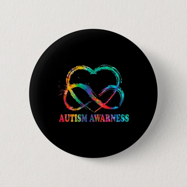 Badge Rond 5 Cm Infinity Heart Love Sensibilisation sur l'autisme  (Devant)