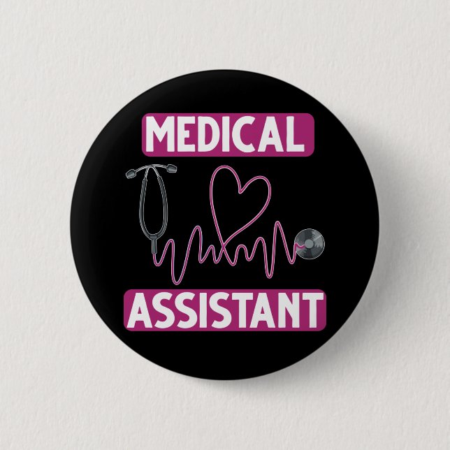 Badge Rond 5 Cm Infirmière adjointe Médicale Stethoscope (Devant)