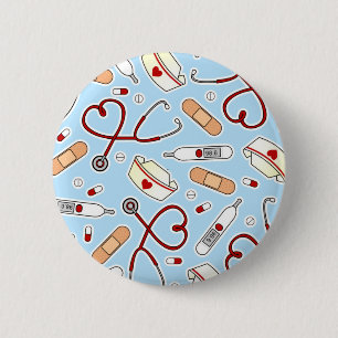 Badge Rond 5 Cm Infirmière Amour Imprimer Arrière - plan bleu