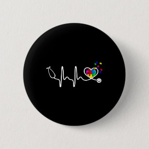Badge Rond 5 Cm Infirmière amusante Autisme Puzzle Stethoscope Coe