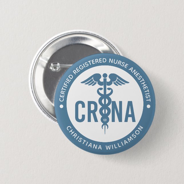 Badge Rond 5 Cm Infirmière anesthésiste certifiée CRNA personnalis (Devant & derrière)