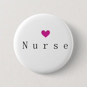 Badge Rond 5 Cm Infirmière avec le coeur rose