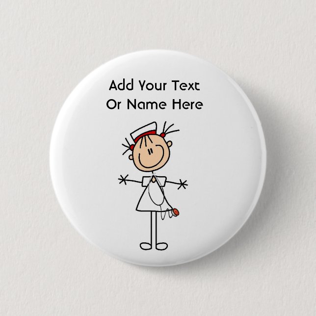Badge Rond 5 Cm Infirmière blanche en bâtons (Devant)