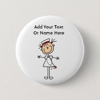 Badge Rond 5 Cm Infirmière blanche en bâtons