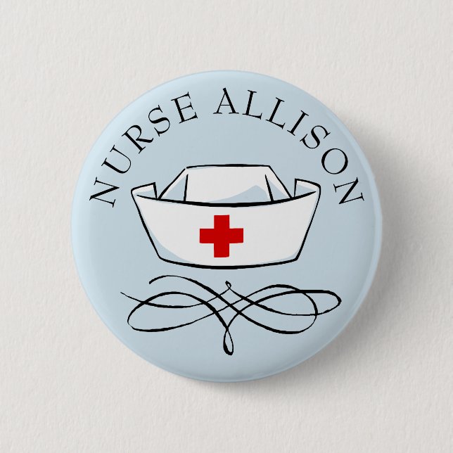 Badge Rond 5 Cm Infirmière Casquette Ajouter un nom (Devant)