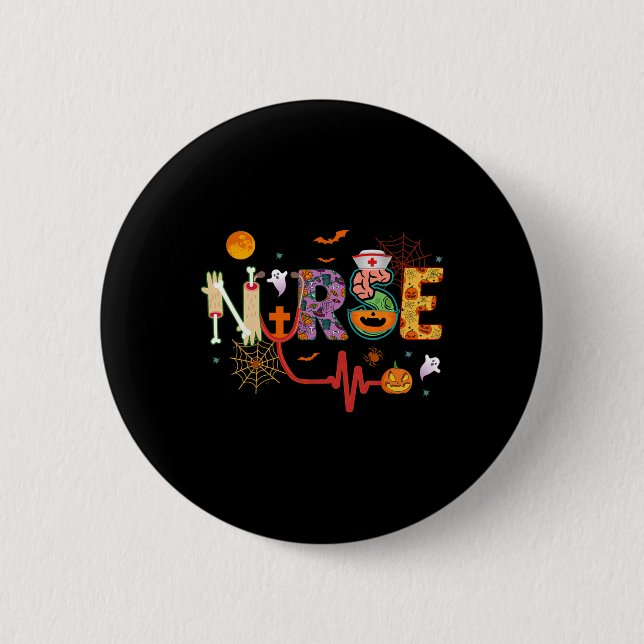 Badge Rond 5 Cm Infirmière Costume Halloween Stethoscope Pump puls (Devant)