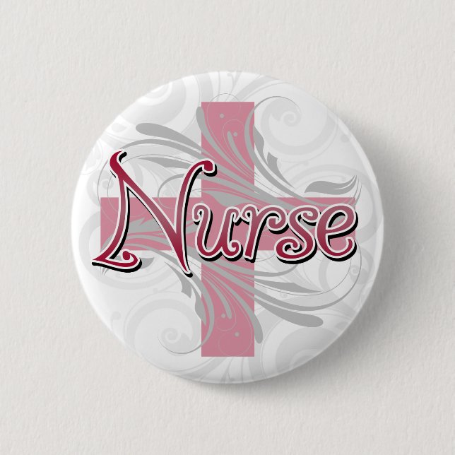 Badge Rond 5 Cm Infirmière Croix-Rose (Devant)