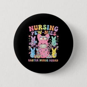 Badge Rond 5 Cm Infirmière de Pâques rétro lapin équipe de soins m