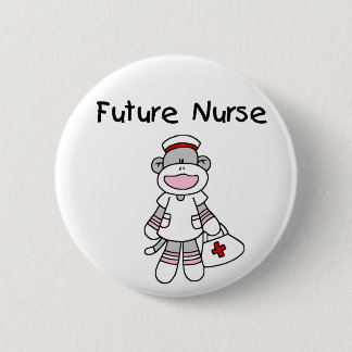 BADGE ROND 5 CM INFIRMIÈRE DE SINGE DE CHAUSSETTE FUTURE