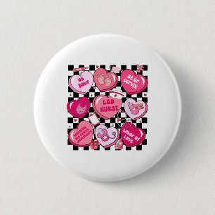 Badge Rond 5 Cm Infirmière de terrain à carreaux Saint-Valentin Cœ