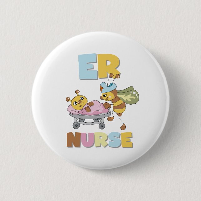 Badge Rond 5 Cm Infirmière d'ER d'abeille (Devant)