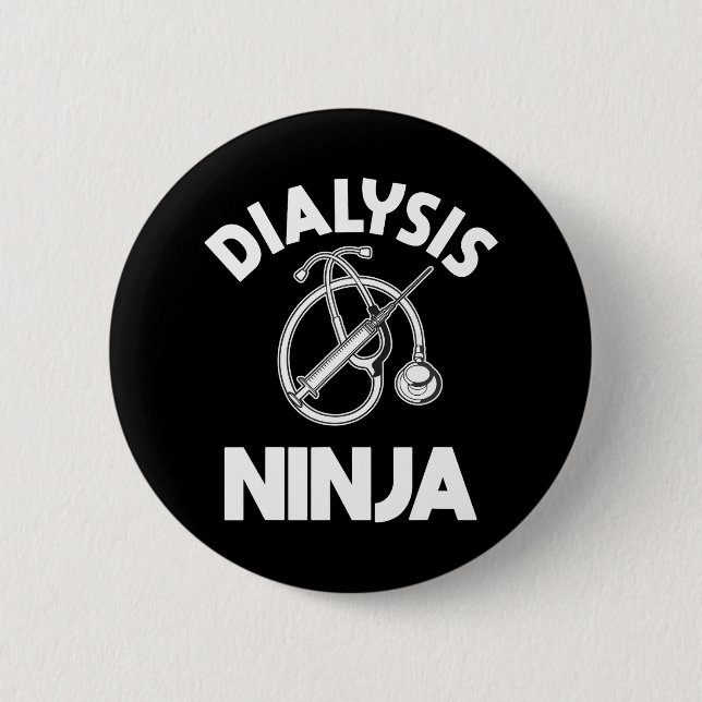 Badge Rond 5 Cm Infirmière dialyse Ninja Néphrologie RN Renal Médi (Devant)
