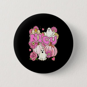 Badge Rond 5 Cm Infirmière en néonatologie Halloween Rose Fleurie