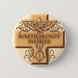 Badge Rond 5 Cm Infirmière en radiologie épingle Caduceus