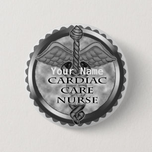 Badge Rond 5 Cm Infirmière en soins cardiaques gris