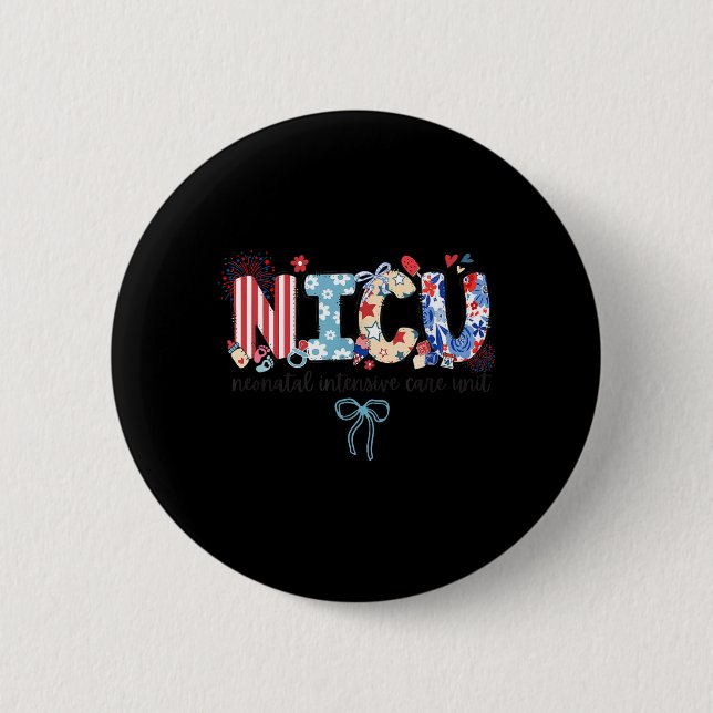 Badge Rond 5 Cm Infirmière en soins intensifs néonatals 4 juillet (Devant)