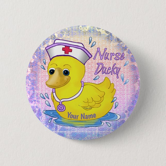Badge Rond 5 Cm Infirmière épingle Ducky (Devant)