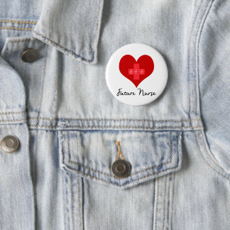 Badge Rond 5 Cm Infirmière future - Cœur EKG Croix-Rouge
