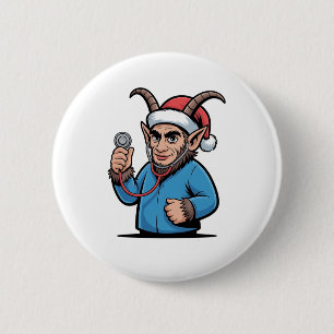 Badge Rond 5 Cm Infirmière Krampus de Noël Blouse de travail