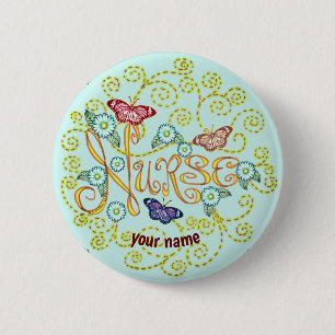 Badge Rond 5 Cm Infirmière papillon